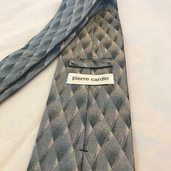 Pierre Cardin Tie Business Casual Pattern Gray Neutral Classic 100% Silk Trendy - Picture 2 of 5
